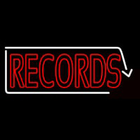 Red Records With White Arrow 2 Neontábla