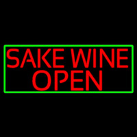 Red Sake Wine Open With Green Border Neontábla