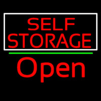 Red Self Storage White Border Open 2 Neontábla