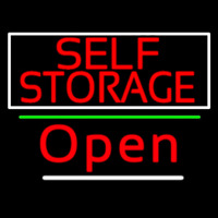 Red Self Storage White Border Open 3 Neontábla