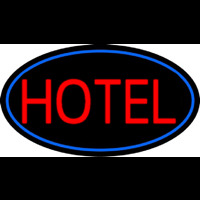Red Simple Hotel With Blue Border Neontábla