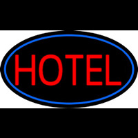 Red Simple Hotel With Blue Border Neontábla