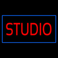 Red Studio Blue Rectangle Neontábla