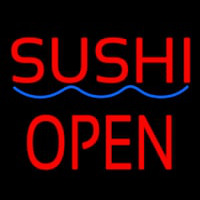Red Sushi Block Open Blue Curve Neontábla
