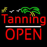 Red Tanning Block Open Neontábla