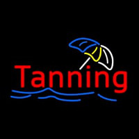 Red Tanning Blue Waves With Umbrella Logo Neontábla