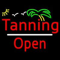 Red Tanning Slant Open White Line Neontábla