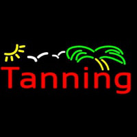 Red Tanning With Green Yellow Palm Tree Neontábla