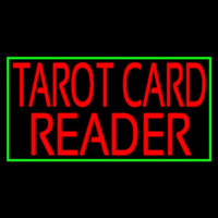 Red Tarot Card Reader Green Border Neontábla