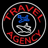 Red Travel Agency Logo With Border Neontábla