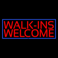 Red Walk Ins Welcome Blue Border Neontábla