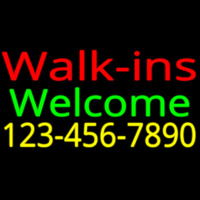 Red Walk Ins Welcome With Phone Number Neontábla