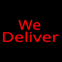 Red We Deliver Cursive Neontábla