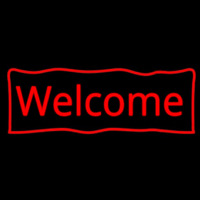 Red Welcome With Outline Neontábla