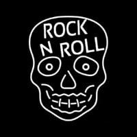 Rock N Roll White Skull Neontábla