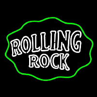 Rolling Rock Double Line Logo With Wavy Circle Beer Sign Neontábla