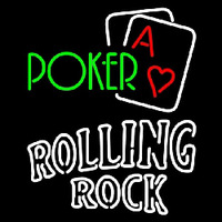 Rolling Rock Green Poker Beer Sign Neontábla