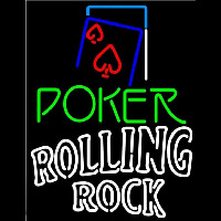 Rolling Rock Green Poker Red Heart Beer Sign Neontábla