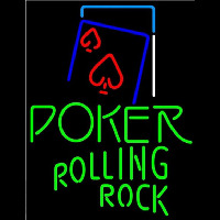 Rolling Rock Green Poker Red Heart Beer Sign Neontábla