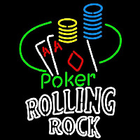 Rolling Rock Poker Ace Coin Table Beer Sign Neontábla