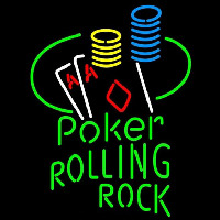 Rolling Rock Poker Ace Coin Table Beer Sign Neontábla