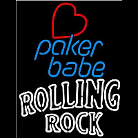Rolling Rock Poker Girl Heart Babe Beer Sign Neontábla
