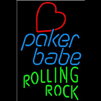 Rolling Rock Poker Girl Heart Babe Beer Sign Neontábla