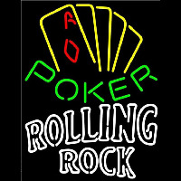 Rolling Rock Poker Yellow Beer Sign Neontábla