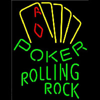 Rolling Rock Poker Yellow Beer Sign Neontábla