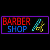 Round Barber Shop Logo Neontábla