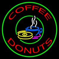 Round Coffee Donuts Neontábla