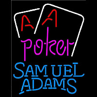 Samuel Adams Purple Lettering Red Aces White Cards Beer Sign Neontábla