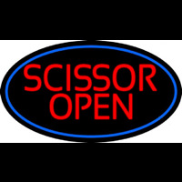 Scissor Open With Blue Border Neontábla
