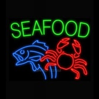 Seafood Fish Crab Neontábla