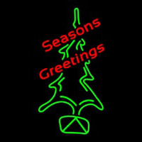 Seasons Greetings With Christmas Tree Neontábla