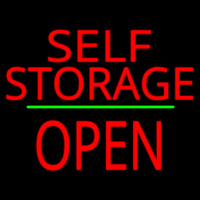 Self Storage Open Block Green Line Neontábla