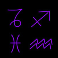 Set of Zodiac Sagittarius Capricorn Aquarius Pisces Neontábla