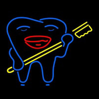 Smiley Teeth With Tooth Brush Dentist Neontábla