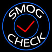 Smog Check Blue Round Neontábla