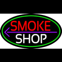 Smoke Shop And Arrow Oval With Green Border Neontábla