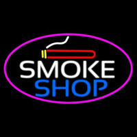 Smoke Shop And Cigar Oval With Pink Border  Neontábla