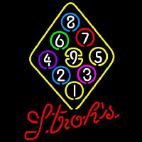 Strohs Ball Billiards Rack Pool Beer Sign Neontábla