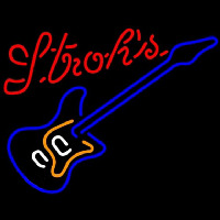 Strohs Blue Electric Guitar Beer Sign Neontábla