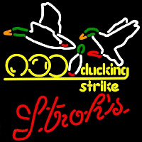 Strohs Bowling Sucking Strike Beer Sign Neontábla