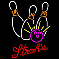 Strohs Bowling White Pink Beer Sign Neontábla