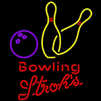 Strohs Bowling Yellow Beer Sign Neontábla