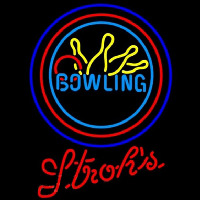 Strohs Bowling Yellow Blue Beer Sign Neontábla
