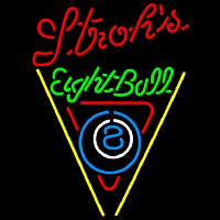 Strohs Eightball Billiards Pool Beer Sign Neontábla