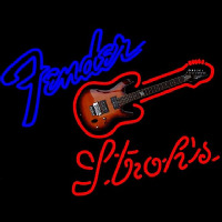 Strohs Fender Guitar Beer Sign Neontábla