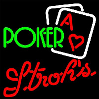 Strohs Green Poker Beer Sign Neontábla